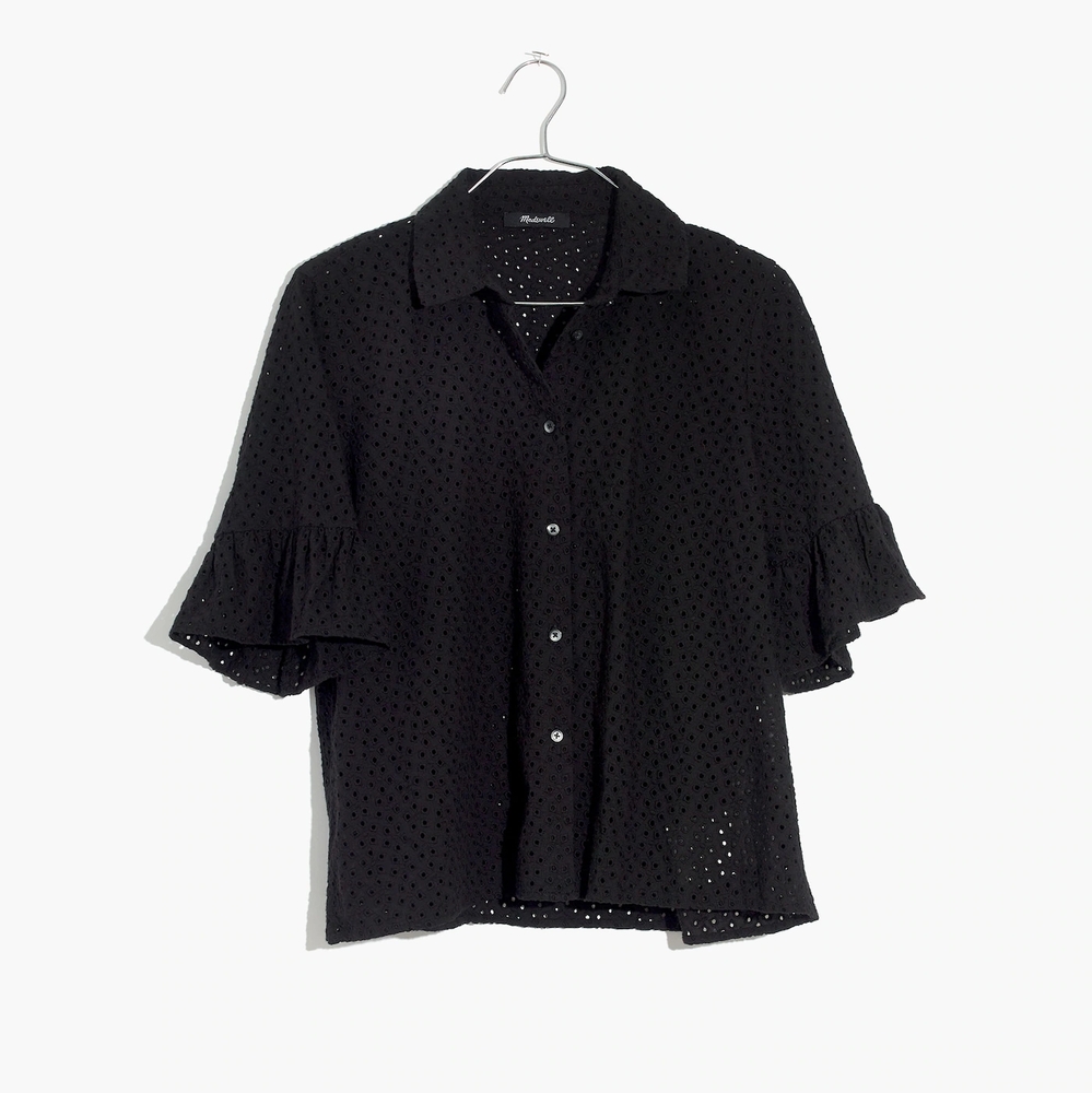 Madewell Black and White Boxy Button Down Shirt - Picture 4 of 6